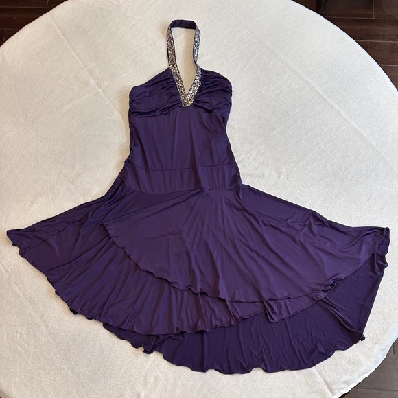 TO THE MAX Asymmetrical Halter Neckline Dress, Bead and Sequin Neck, Size XS. - Picture 1 of 4